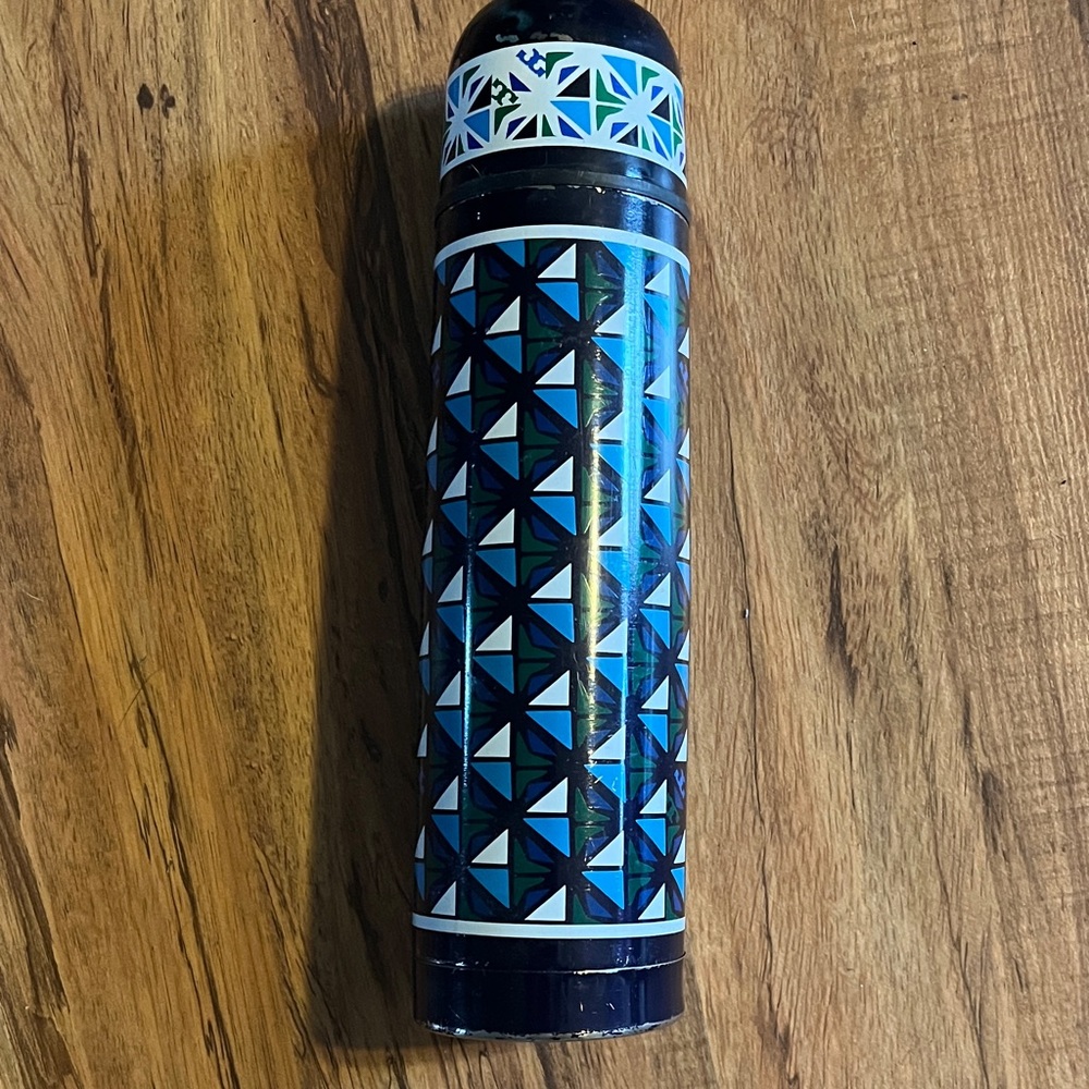 Tory Burch Geometric Blue Thermos